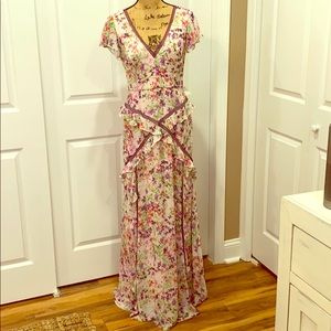 BCBGMAXAZRIA WOMENS FLORAL EVENING GOWN